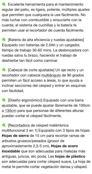 Desbrozadora inalámbrica cortacésped. PRECINTADA