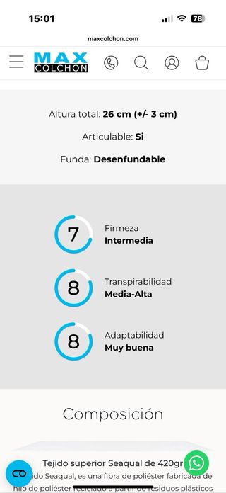 Colchón viscoelástico SAIL