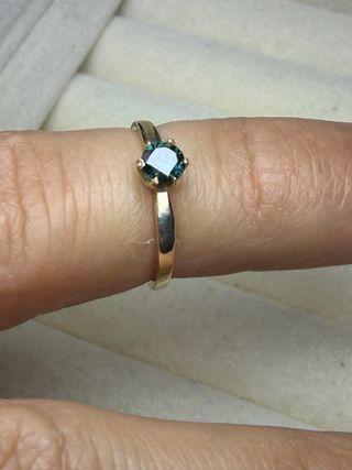 Anillo Oro 14k Diamante Azul 0.20ct Natural