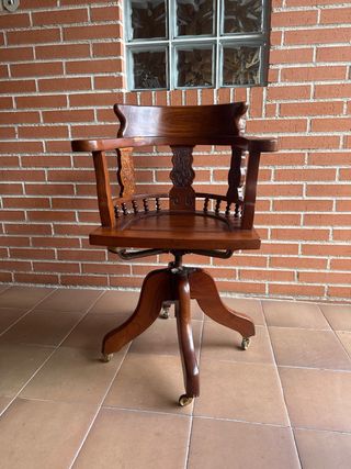 Silla escritorio antigua madera S.XIX, restaurada