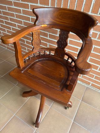 Silla escritorio antigua madera S.XIX, restaurada