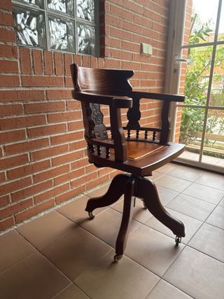 Silla escritorio antigua madera S.XIX, restaurada