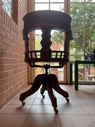 Silla escritorio antigua madera S.XIX, restaurada