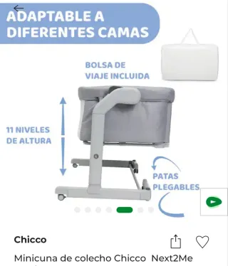 Minicuna colecho Chicco Next2Me Gris