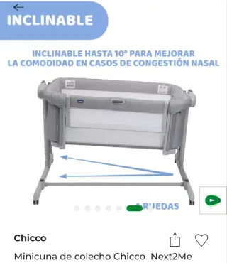 Minicuna colecho Chicco Next2Me Gris