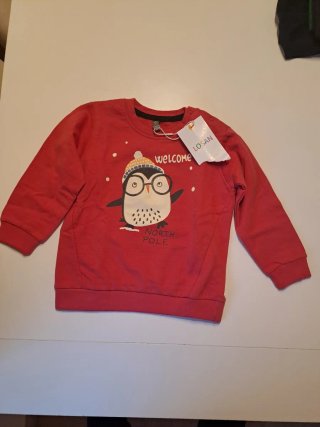Sudadera infantil roja pingüino