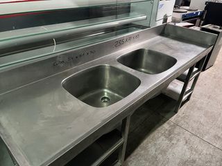Fregadero industrial doble 235x70x86