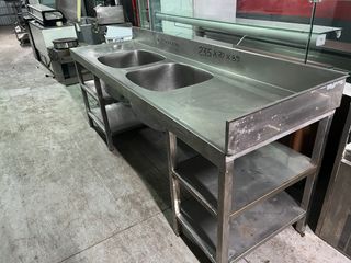 Fregadero industrial doble 235x70x86