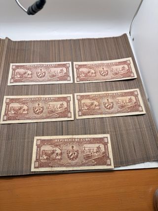 5 Billetes Cuba 10 Pesos (1960) Carlos Manuel C