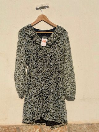 Vestido floral Primark manga larga talla S