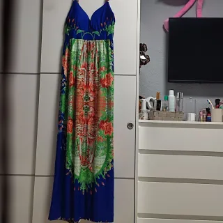 Vestido largo estampado mujer