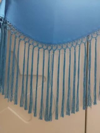 Mantoncillo Flamenca Niña-bebe  Celeste