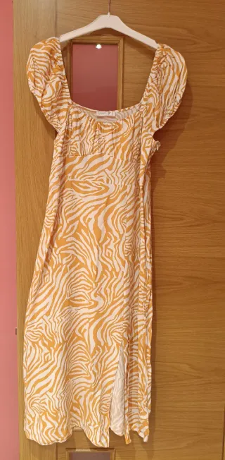 2 Vestido largo verano rosa+blanco y naranja+blanc