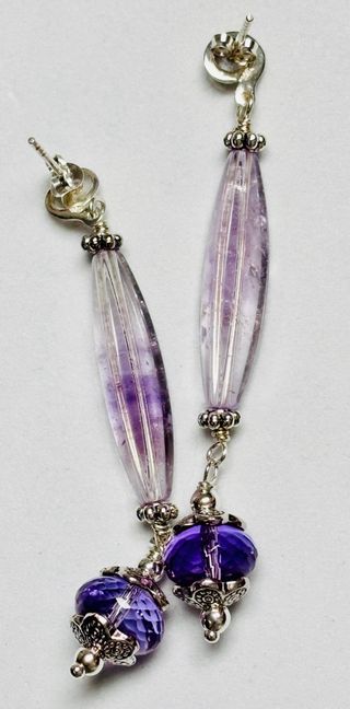 Pendientes indios de amatistas en plata de ley 925