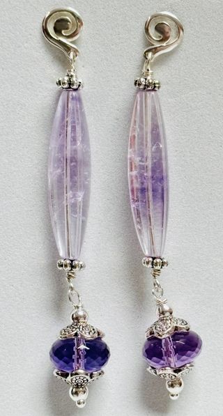 Pendientes indios de amatistas en plata de ley 925