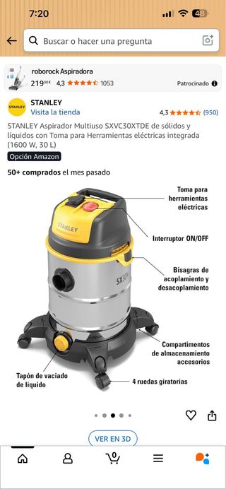 Aspirador Stanley SXVC30XTDE Multiuso