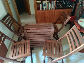 Mesa y 4 Sillas Terraza Madera