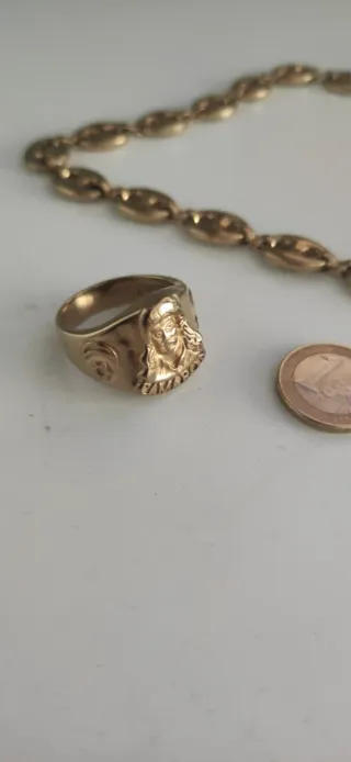 Cadena y colgante bastón baño oro 18k