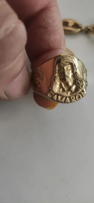 Cadena y colgante bastón baño oro 18k