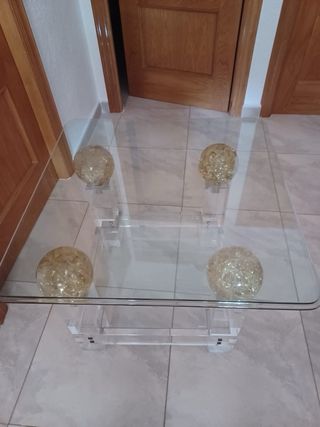 Conjunto mesas centro y auxiliar cristal