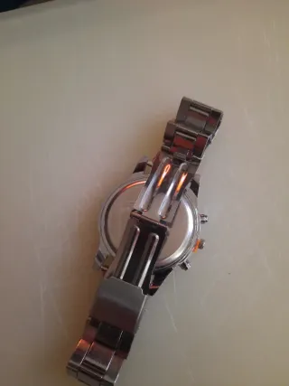 Reloj de Pulsera Hombre Negro y Plateado