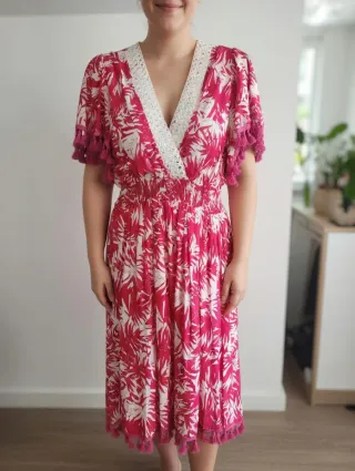 Vestido Boho Rojo y Blanco