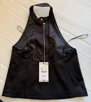 Top/Chaleco Zara negro satin NUEVO
