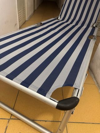 Hamaca Plegable Playa/Piscina Rayas Azul/Blanco
