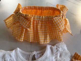 Conjunto bebé top y braguita cuadros