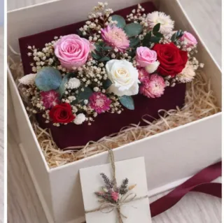 Caja terciopelo rosas preservadas regalo