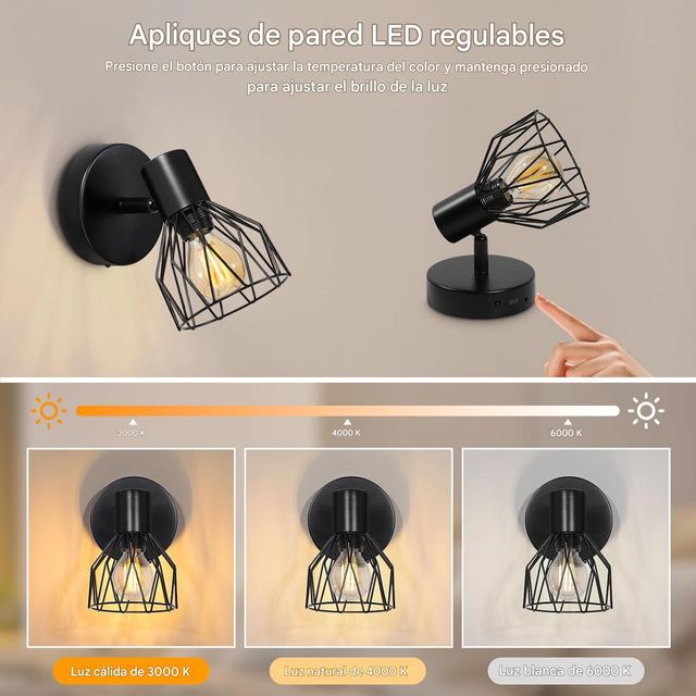 Lámpara de pared LED recargable (2 uds)