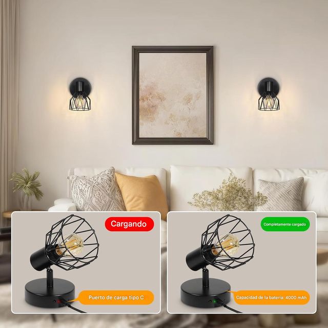 Lámpara de pared LED recargable (2 uds)