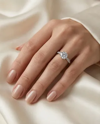 Anillo Acero Blanco Circonita Talla Brillante