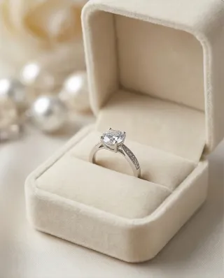 Anillo Acero Blanco Circonita Talla Brillante