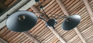 Lámpara de techo rústica metal y madera