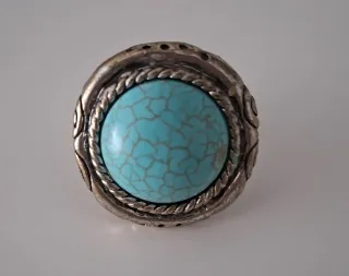 Anillo vintage azul y plateado