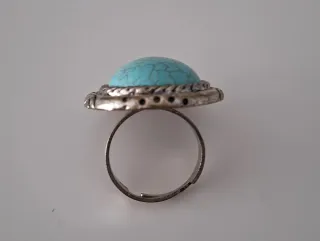 Anillo vintage azul y plateado
