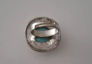 Anillo vintage azul y plateado