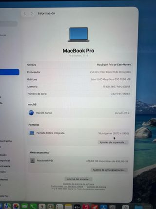 MacBook Pro 2019 16" i9 16GB RAM 500GB SSD