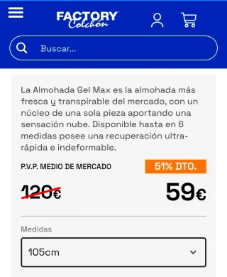 Almohada Gel Max 105 cm