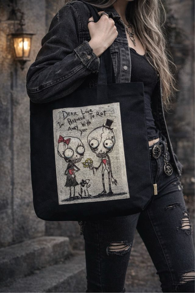 Bolso Tote Negro Diseño Único Hecho a Mano