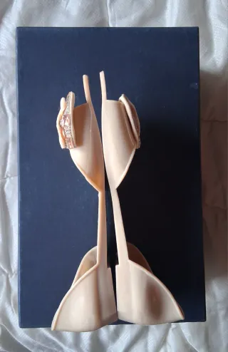Sandali donna fiocco beige