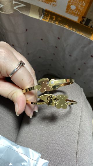 Pulsera acero inoxidable oso dorado