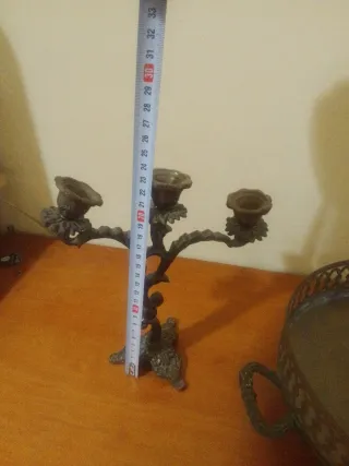 Juego Candelabros y Centro de Mesa Bronce