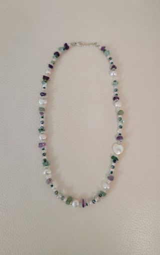 Collar piedras naturales perlas y cuarzo