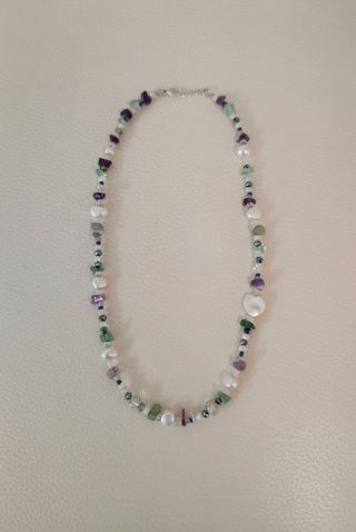 Collar piedras naturales perlas y cuarzo