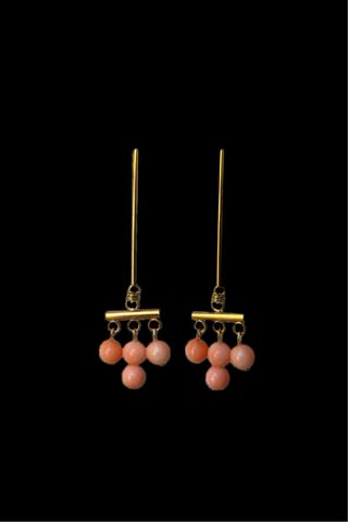 Pendientes colgantes coral y acero inoxidable 18k