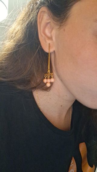 Pendientes colgantes coral y acero inoxidable 18k