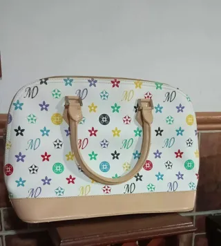 Bolso blanco con estampado multicolor