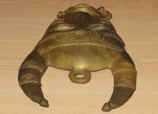 Máscara bronce Senufo Kpelye Kpelie África cuernos